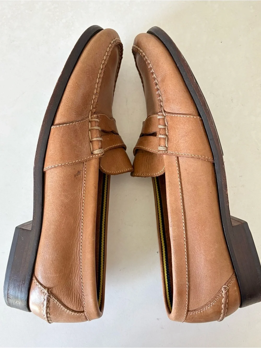 Polo Ralph Lauren Penny Loafers Mens Size 9.5 Brown Leather Slip On Dress Shoes